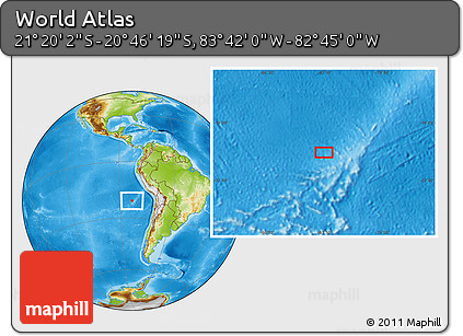 Physical Location Map of the Area around 21° 3' 11" S, 83° 13' 29" W