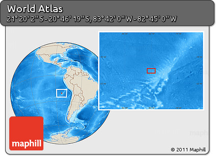 Shaded Relief Location Map of the Area around 21° 3' 11" S, 83° 13' 29" W