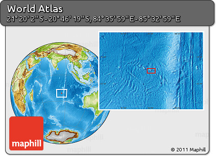 Physical Location Map of the Area around 21° 3' 11" S, 85° 4' 29" E