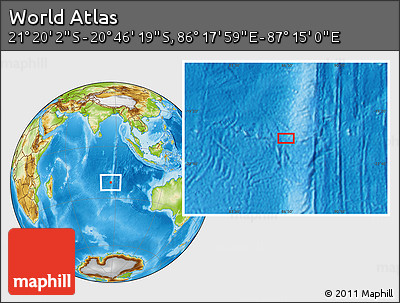 Physical Location Map of the Area around 21° 3' 11" S, 86° 46' 30" E