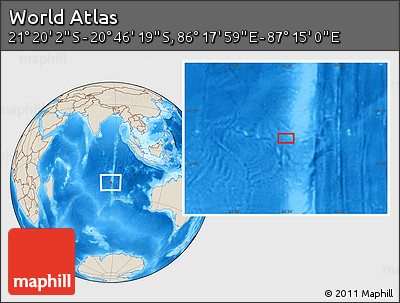 Shaded Relief Location Map of the Area around 21° 3' 11" S, 86° 46' 30" E