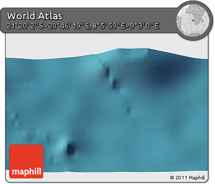 Satellite 3D Map of the Area around 21° 3' 11" S, 8° 34' 29" E