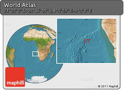 Satellite Location Map of the Area around 21° 3' 11" S, 8° 34' 29" E