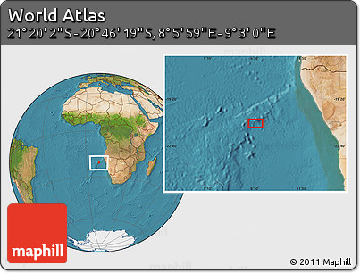 Satellite Location Map of the Area around 21° 3' 11" S, 8° 34' 29" E
