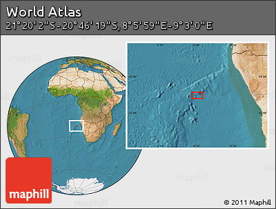 Satellite Location Map of the Area around 21° 3' 11" S, 8° 34' 29" E