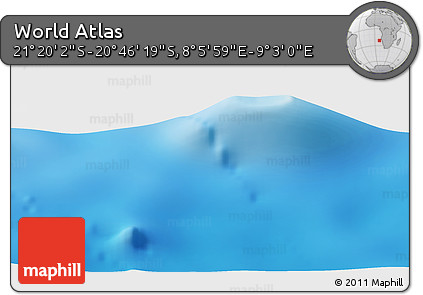 Physical Panoramic Map of the Area around 21° 3' 11" S, 8° 34' 29" E