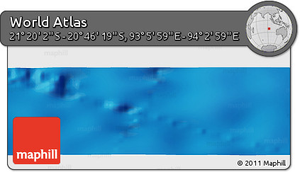 Physical Panoramic Map of the Area around 21° 3' 11" S, 93° 34' 29" E