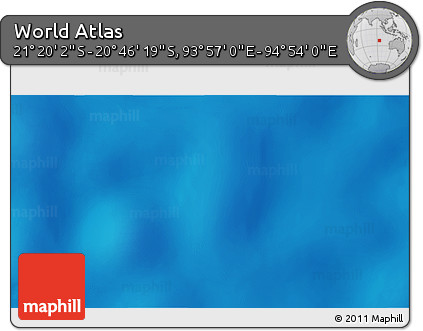 Shaded Relief 3D Map of the Area around 21° 3' 11" S, 94° 25' 30" E