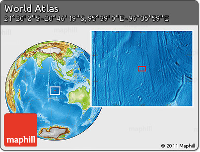 Physical Location Map of the Area around 21° 3' 11" S, 96° 7' 30" E