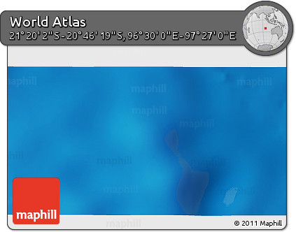 Physical 3D Map of the Area around 21° 3' 11" S, 96° 58' 29" E