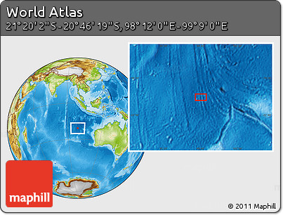 Physical Location Map of the Area around 21° 3' 11" S, 98° 40' 30" E