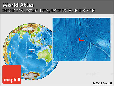 Physical Location Map of the Area around 21° 3' 11" S, 99° 31' 30" E
