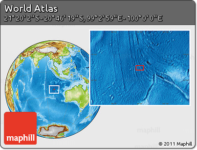 Physical Location Map of the Area around 21° 3' 11" S, 99° 31' 30" E
