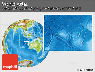 Physical Location Map of the Area around 21° 33' 19" S, 105° 28' 29" E