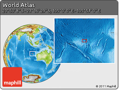 Physical Location Map of the Area around 21° 33' 19" S, 105° 28' 29" E