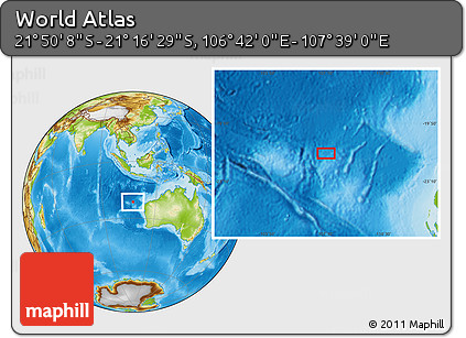 Physical Location Map of the Area around 21° 33' 19" S, 107° 10' 30" E