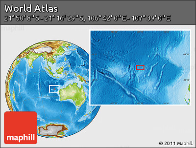 Physical Location Map of the Area around 21° 33' 19" S, 107° 10' 30" E
