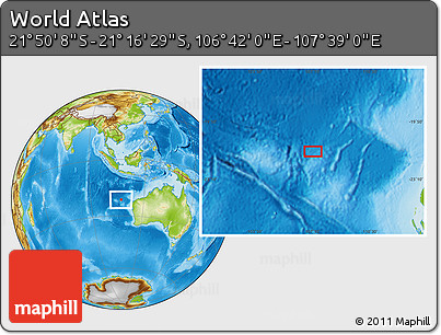 Physical Location Map of the Area around 21° 33' 19" S, 107° 10' 30" E