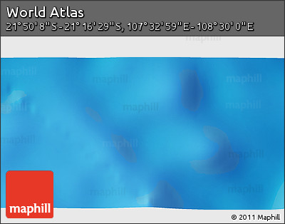 Physical 3D Map of the Area around 21° 33' 19" S, 108° 1' 30" E