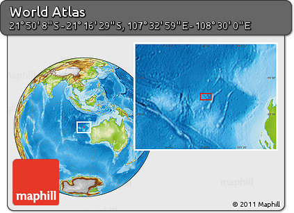 Physical Location Map of the Area around 21° 33' 19" S, 108° 1' 30" E