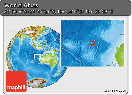 Physical Location Map of the Area around 21° 33' 19" S, 108° 52' 30" E