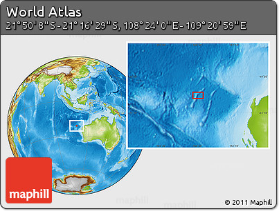 Physical Location Map of the Area around 21° 33' 19" S, 108° 52' 30" E