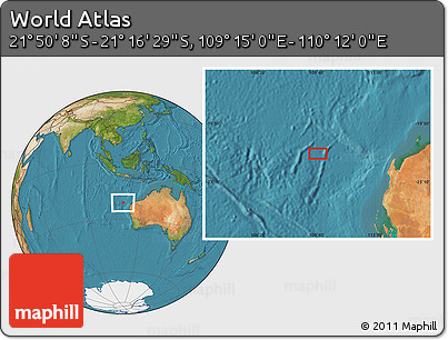 Satellite Location Map of the Area around 21° 33' 19" S, 109° 43' 29" E