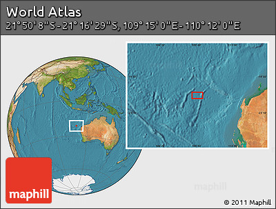 Satellite Location Map of the Area around 21° 33' 19" S, 109° 43' 29" E