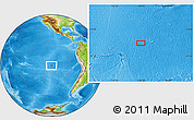 Physical Location Map of the area around 21° 33' 19" S, 109° 34' 29" W
