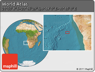 Satellite Location Map of the Area around 21° 33' 19" S, 10° 16' 30" E
