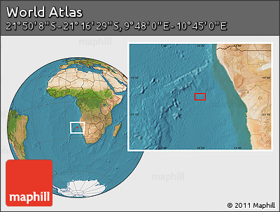 Satellite Location Map of the Area around 21° 33' 19" S, 10° 16' 30" E