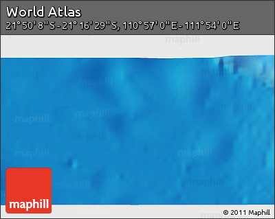 Physical 3D Map of the Area around 21° 33' 19" S, 111° 25' 30" E