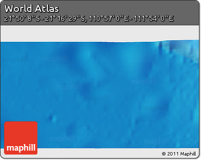 Physical 3D Map of the Area around 21° 33' 19" S, 111° 25' 30" E