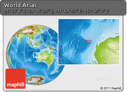 Physical Location Map of the Area around 21° 33' 19" S, 112° 16' 30" E