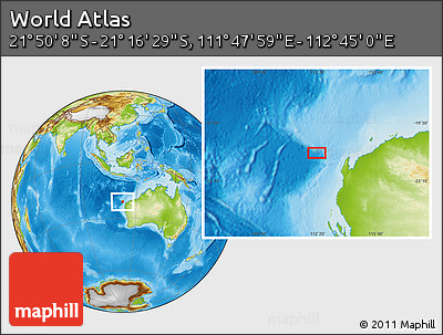 Physical Location Map of the Area around 21° 33' 19" S, 112° 16' 30" E