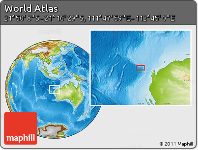 Physical Location Map of the Area around 21° 33' 19" S, 112° 16' 30" E