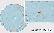 Gray Location Map of the area around 21° 33' 19" S, 113° 49' 29" W, hill shading