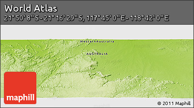 Physical Panoramic Map of the Area around 21° 33' 19" S, 118° 13' 29" E