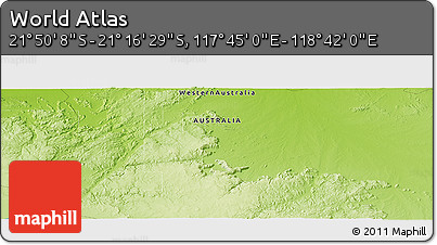 Physical Panoramic Map of the Area around 21° 33' 19" S, 118° 13' 29" E