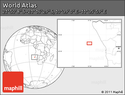 Blank Location Map of the Area around 21° 33' 19" S, 11° 7' 30" E