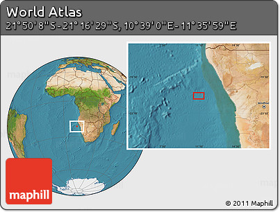 Satellite Location Map of the Area around 21° 33' 19" S, 11° 7' 30" E