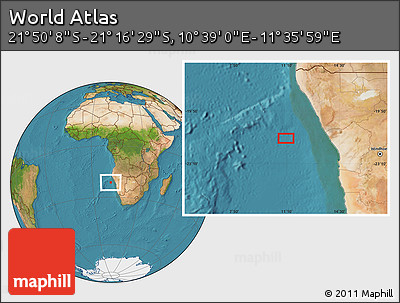 Satellite Location Map of the Area around 21° 33' 19" S, 11° 7' 30" E