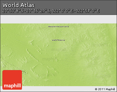 Physical 3D Map of the Area around 21° 33' 19" S, 122° 28' 29" E