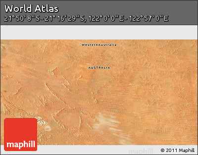 Satellite 3D Map of the Area around 21° 33' 19" S, 122° 28' 29" E