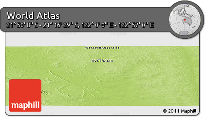 Physical Panoramic Map of the Area around 21° 33' 19" S, 122° 28' 29" E