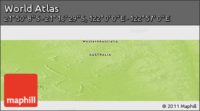 Physical Panoramic Map of the Area around 21° 33' 19" S, 122° 28' 29" E