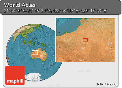 Satellite Location Map of the Area around 21° 33' 19" S, 123° 19' 29" E