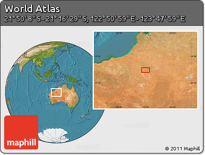 Satellite Location Map of the Area around 21° 33' 19" S, 123° 19' 29" E