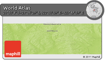 Physical Panoramic Map of the Area around 21° 33' 19" S, 123° 19' 29" E