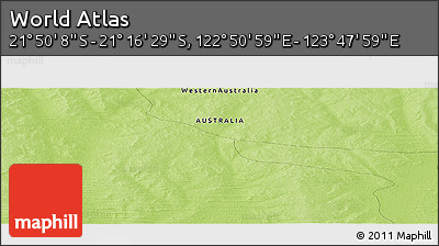 Physical Panoramic Map of the Area around 21° 33' 19" S, 123° 19' 29" E